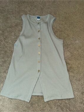 Old Navy Ribbed Button-Front Tank Top - Light Blue